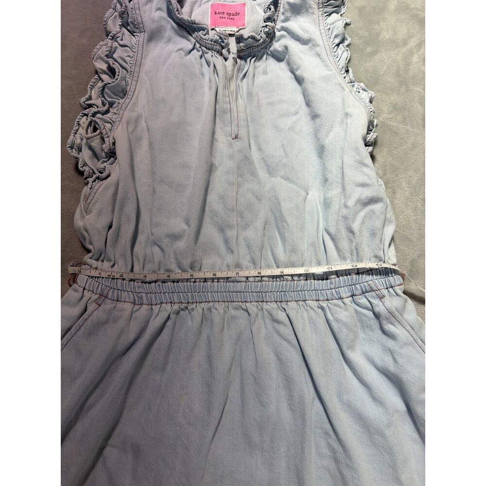 Kate Spade New York Light Wash Denim Chambray Ruffle Sleeve Mini Dress Medium M - Picture 5 of 6